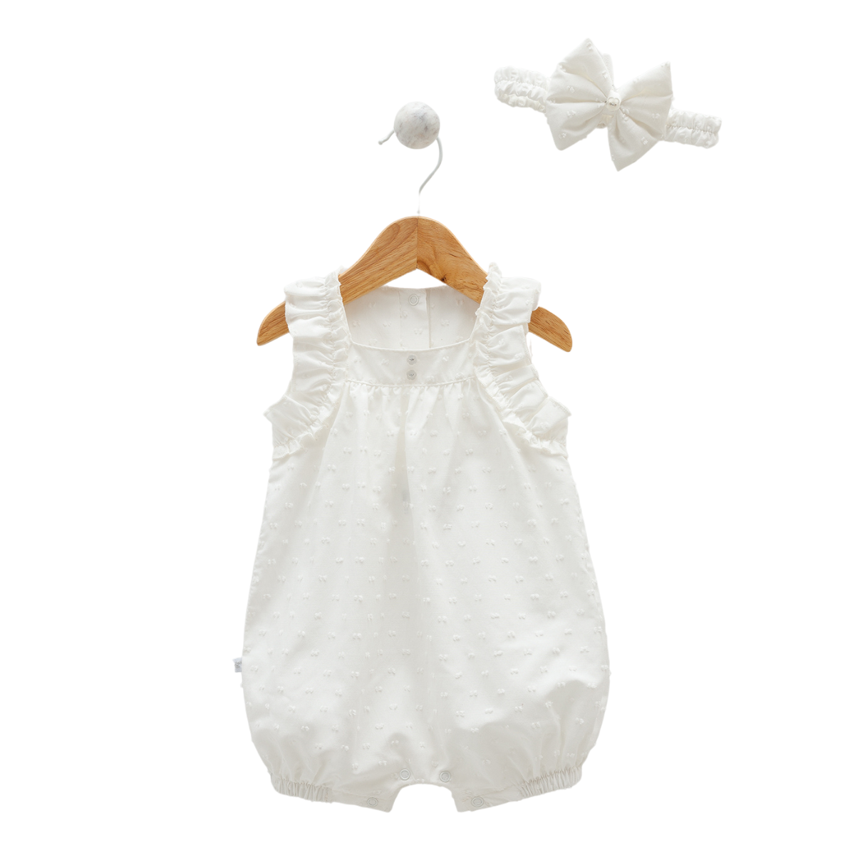 8135 Newborn & Baby Sleeveless and Legless Romper with Matching Headband – 100% Cotton | 0-12 Months