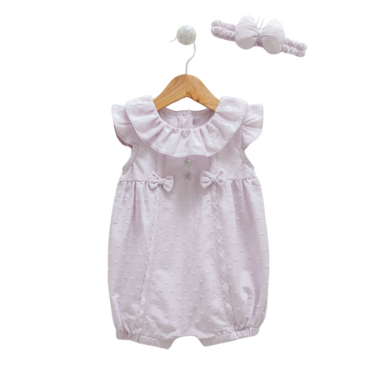 8852 Newborn & Baby Sleeveless and Legless Romper with Matching Headband – 100% Cotton | 0-12 Months