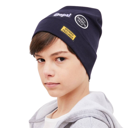 90171 Boys' Cotton Beanie Hat with Cuff | Sizes 48–56 cm | Ages 9 Months to 12 Years | Stylish Slouchy Cap for Spring &amp; Fall