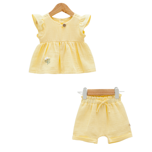 8108 Newborn & Baby Tunic and Shorts Set – 100% Cotton Muslin | 0-12 Months