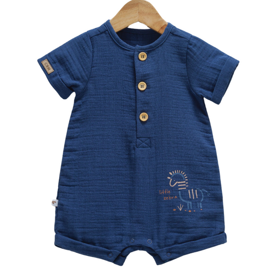 8858 Newborn & Baby Short-Sleeve and Legless Romper – 100% Cotton Muslin | 0-12 Months