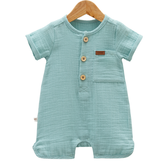 8100 Newborn & Baby Short-Sleeve and Legless Romper – 100% Cotton Muslin | 0-12 Months