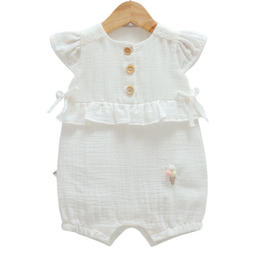 8865 Newborn & Baby Sleeveless and Legless Romper – 100% Cotton Muslin | 0-12 Months