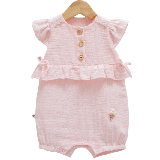 8865 Newborn & Baby Sleeveless and Legless Romper – 100% Cotton Muslin | 0-12 Months