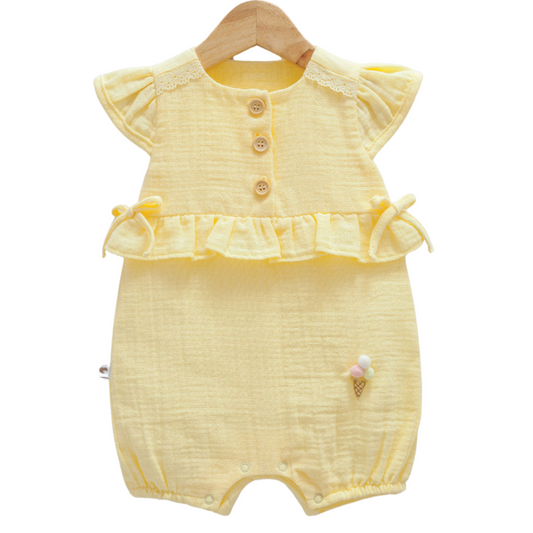 8865 Newborn & Baby Sleeveless and Legless Romper – 100% Cotton Muslin | 0-12 Months