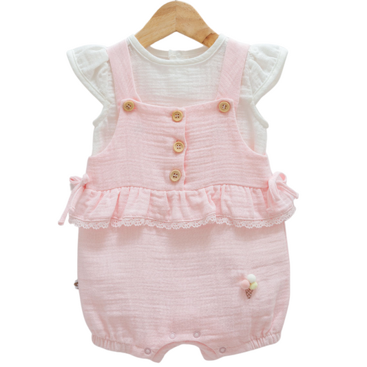 8867 Newborn & Baby 2-Piece Set – Romper and T-Shirt | 100% Cotton Muslin | 0-12 Months