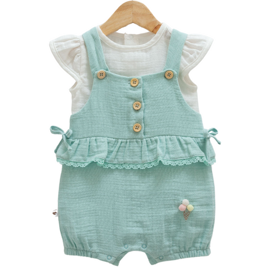 8867 Newborn & Baby 2-Piece Set – Romper and T-Shirt | 100% Cotton Muslin | 0-12 Months
