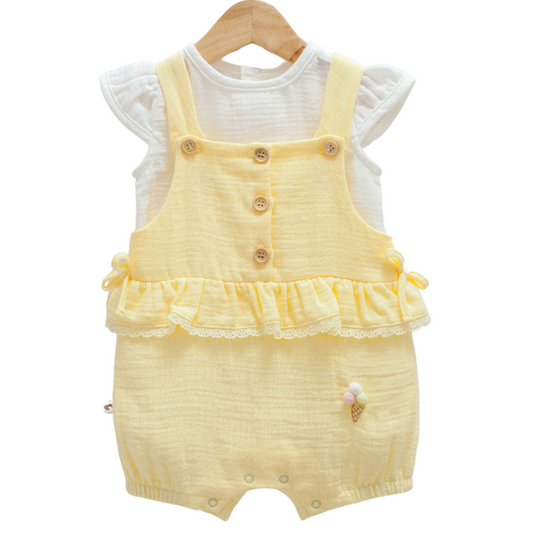 8867 Newborn & Baby 2-Piece Set – Romper and T-Shirt | 100% Cotton Muslin | 0-12 Months