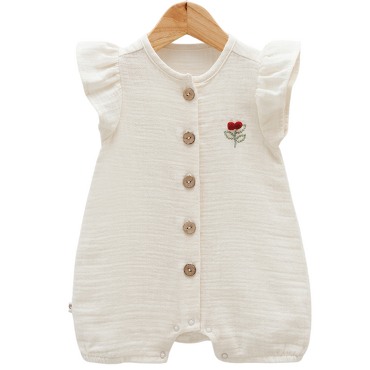 8106 Newborn & Baby Short-Sleeve and Legless Romper – 100% Cotton Muslin | 0-12 Months