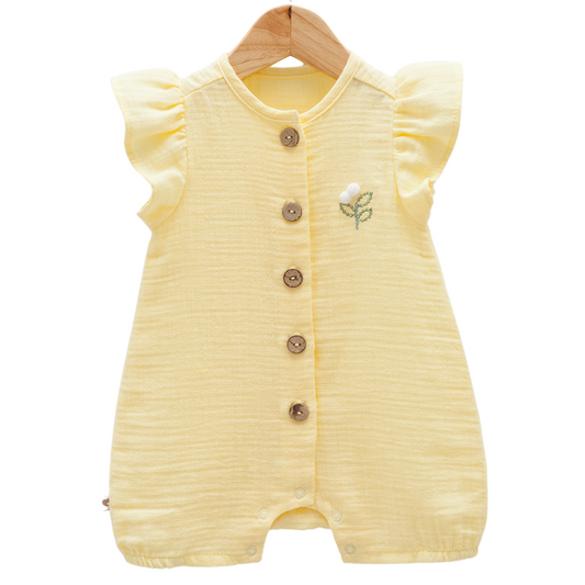 8106 Newborn & Baby Short-Sleeve and Legless Romper – 100% Cotton Muslin | 0-12 Months