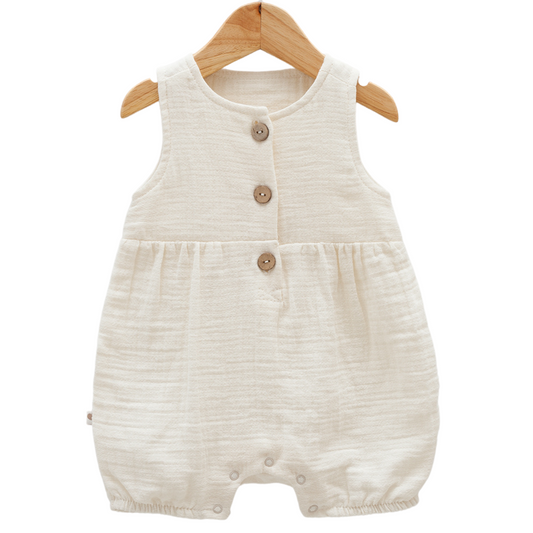 8107 Newborn & Baby Sleeveless and Legless Romper – 100% Cotton Muslin | 0-12 Months