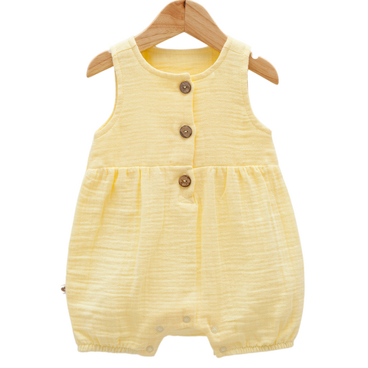 8107 Newborn & Baby Sleeveless and Legless Romper – 100% Cotton Muslin | 0-12 Months
