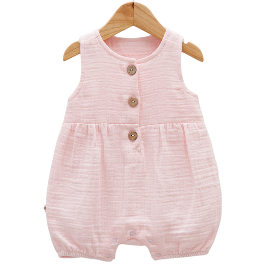 8107 Newborn & Baby Sleeveless and Legless Romper – 100% Cotton Muslin | 0-12 Months