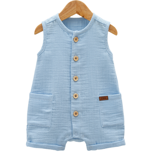 8101 Newborn & Baby Sleeveless and Legless Romper – 100% Cotton Muslin | 0-12 Months