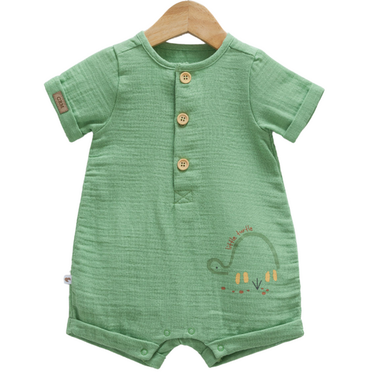 8858 Newborn & Baby Short-Sleeve and Legless Romper – 100% Cotton Muslin | 0-12 Months