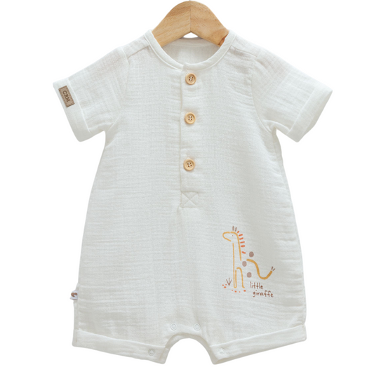 8858 Newborn & Baby Short-Sleeve and Legless Romper – 100% Cotton Muslin | 0-12 Months