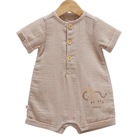 8858 Newborn & Baby Short-Sleeve and Legless Romper – 100% Cotton Muslin | 0-12 Months