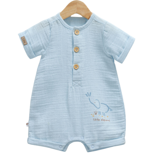8858 Newborn & Baby Short-Sleeve and Legless Romper – 100% Cotton Muslin | 0-12 Months