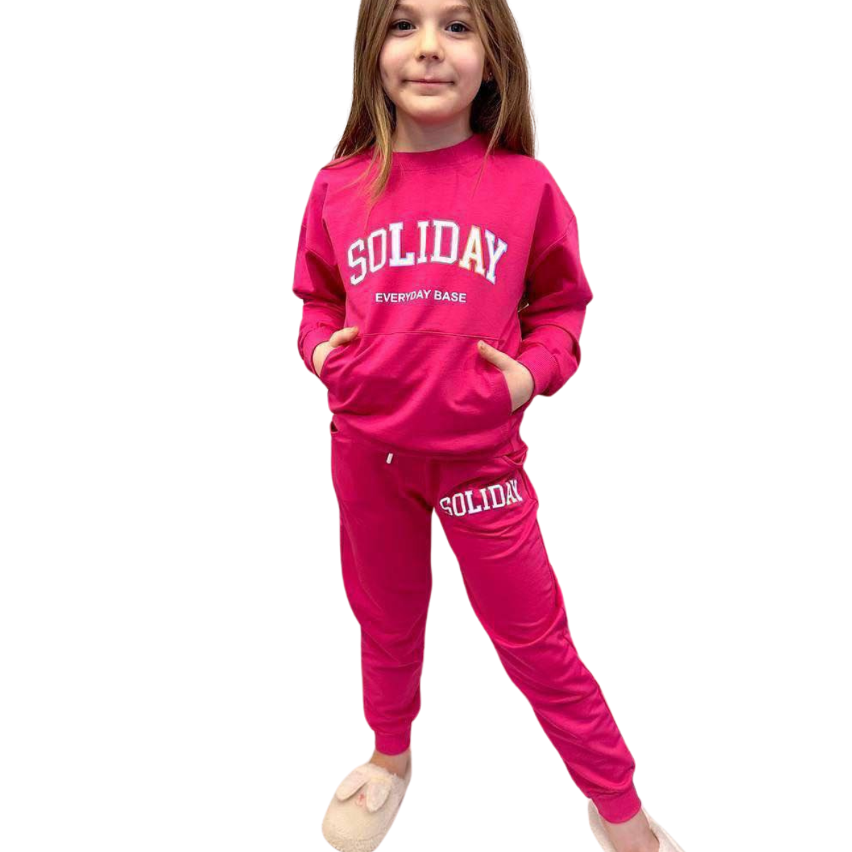 099 Girls Tracksuit Lightweight Cotton – Sweatshirt with Kangaroo Pocket & Pants | 4–12 Years (104–146 cm)
