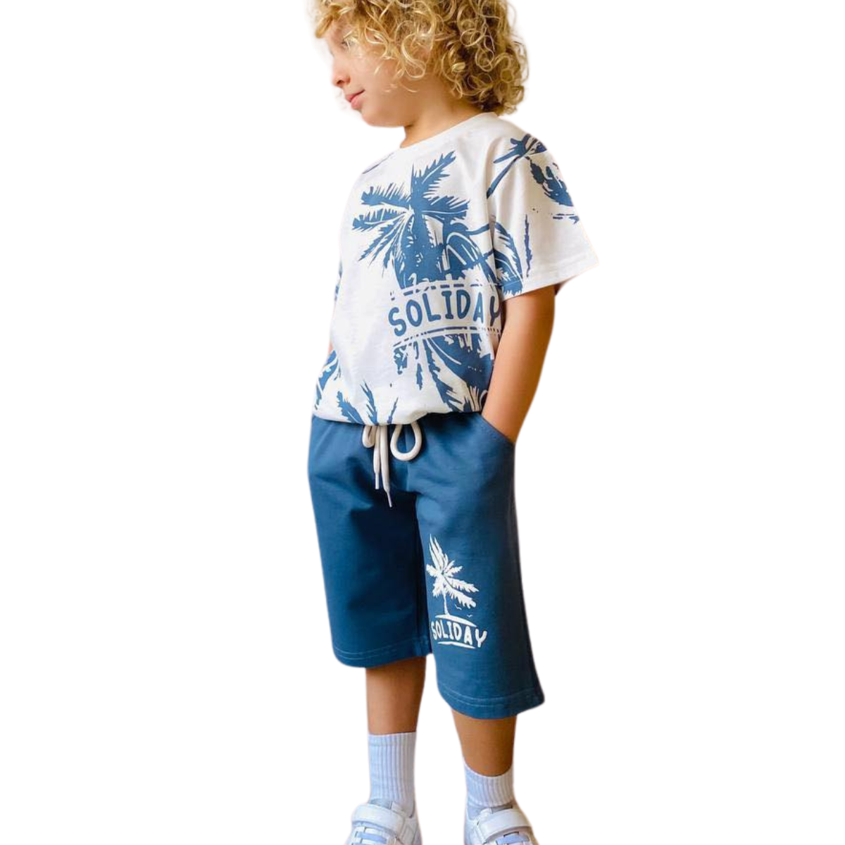 471 Summer Cotton Set For Boys – T-Shirt & Drawstring Shorts / Sizes: 4–14 years