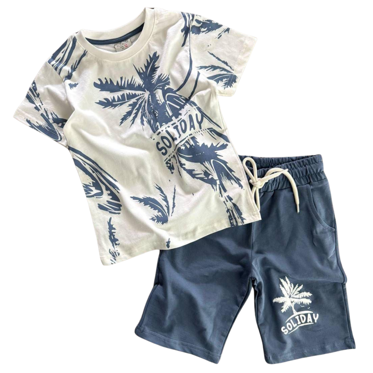 471 Summer Cotton Set For Boys – T-Shirt & Drawstring Shorts / Sizes: 4–14 years
