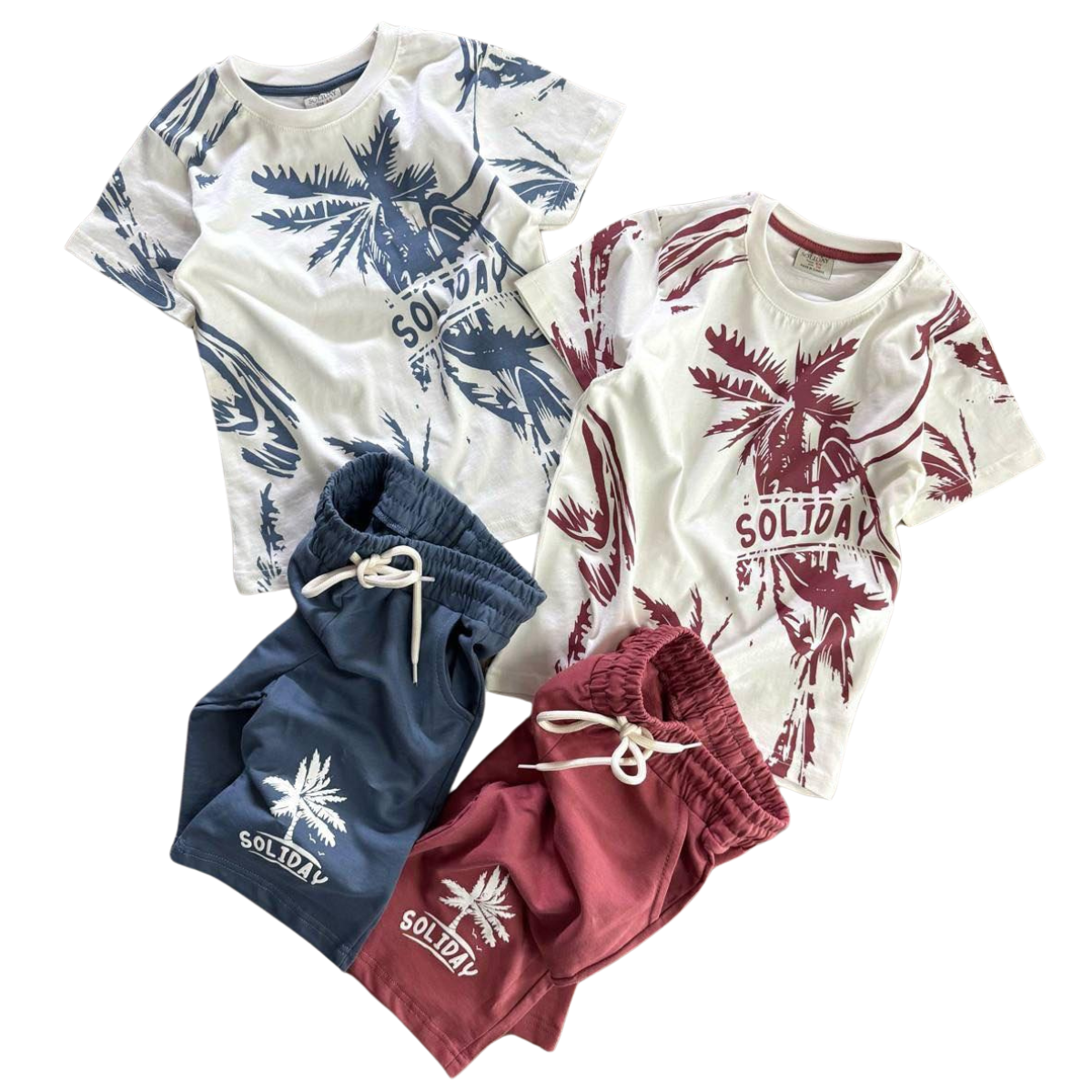471 Summer Cotton Set For Boys – T-Shirt & Drawstring Shorts / Sizes: 4–14 years
