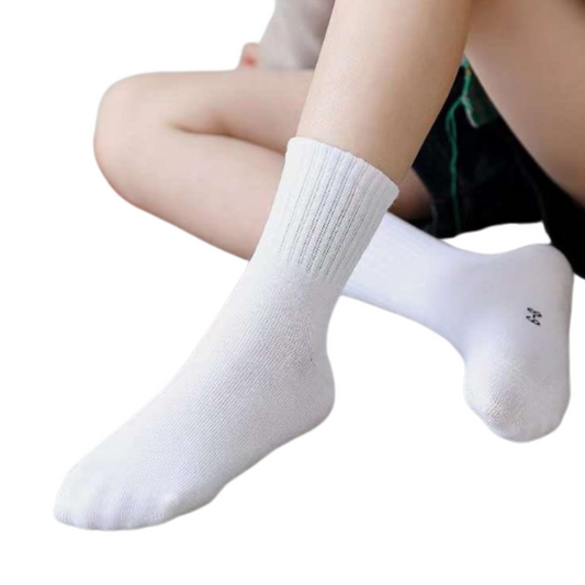 035 Unisex Kids' High-Cut Mid-Season Cotton Socks – Dense & Soft | 6 Pairs (Same Color) Pack | Ages 1–15 Years