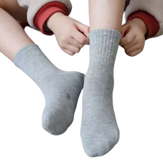 035 Unisex Kids' High-Cut Mid-Season Cotton Socks – Dense & Soft | 6 Pairs (Same Color) Pack | Ages 1–15 Years
