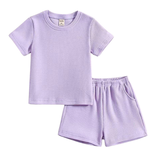 Unisex Waffle Cotton Summer Set for Kids – 2-in-1 Pajama & Casual Outfit for Home and Outdoors