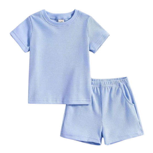 Unisex Waffle Cotton Summer Set for Kids – 2-in-1 Pajama & Casual Outfit for Home and Outdoors