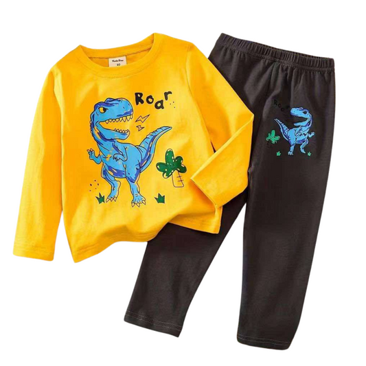 Boys' Mid-Season Cotton Pajama Set – Long Sleeve Top & Pants Sleepwear | Sizes 90–130 cm