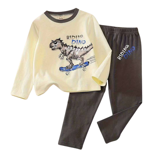 Boys' Mid-Season Cotton Pajama Set – Long Sleeve Top & Pants Sleepwear | Sizes 90–130 cm