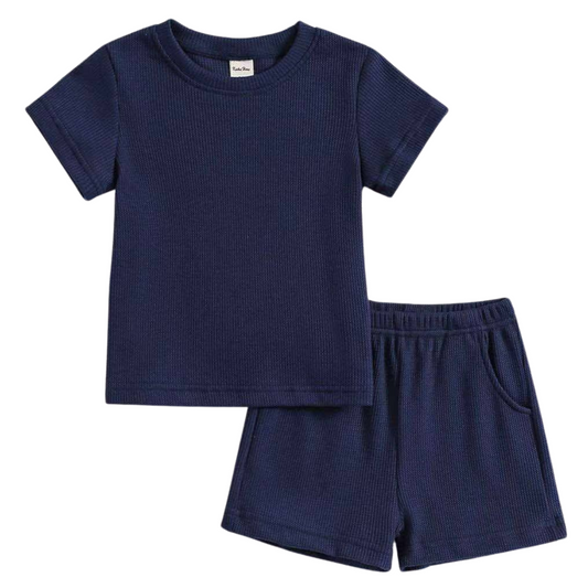 Unisex Waffle Cotton Summer Set for Kids – 2-in-1 Pajama & Casual Outfit for Home and Outdoors