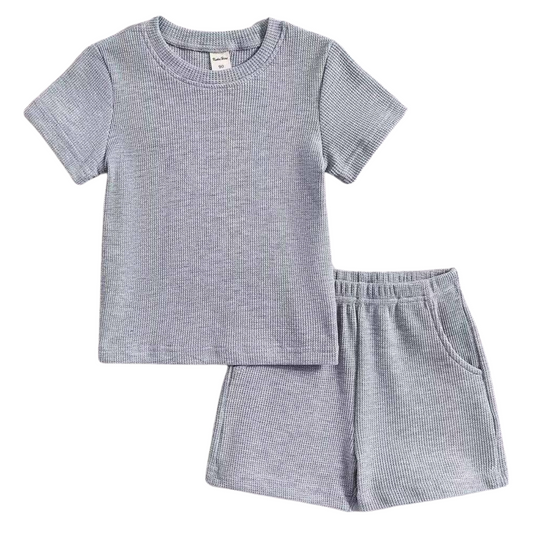 Unisex Waffle Cotton Summer Set for Kids – 2-in-1 Pajama & Casual Outfit for Home and Outdoors