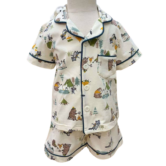 Boys' Summer Cotton Pajama Set – Short Sleeve Button-Up Top & Shorts Sleepwear | Sizes 90–130 cm (Copy)