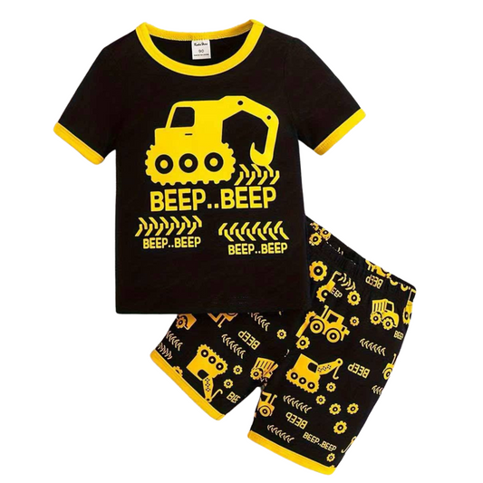 Boys' Summer Cotton Pajama Set – Short Sleeve Top & Shorts Sleepwear | Sizes 90–130 cm