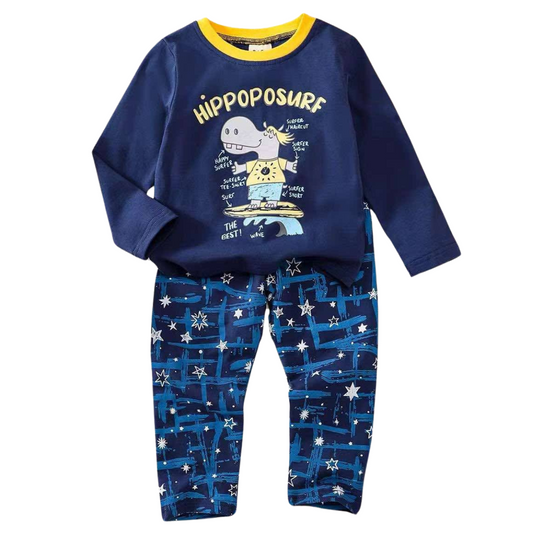 Boys' Mid-Season Cotton Pajama Set – Long Sleeve Top & Pants Sleepwear | Sizes 90–130 cm