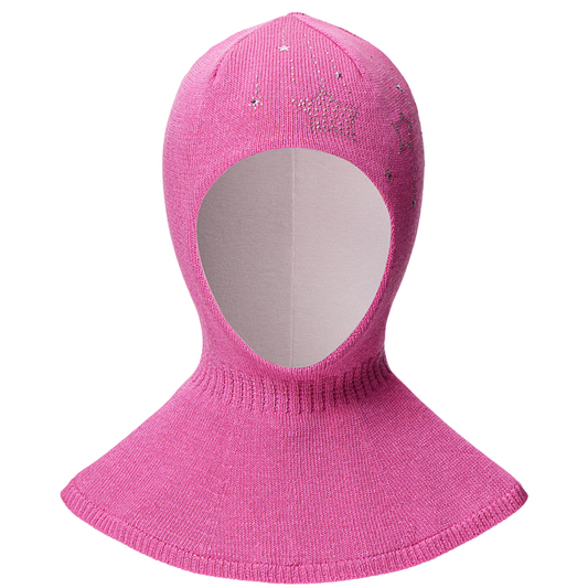 90224 Girls’ Knit Balaclava Hat – Starry Rhinestone Design | 100% Cotton Lining | Ages 4,6Y | Spring/Fall Full-Coverage Hood
