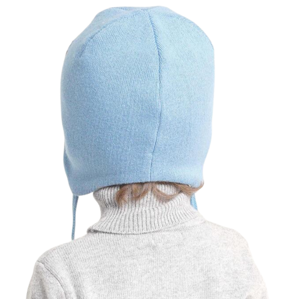 90904 Boys’ Cotton Knit Earflap Hat – Bear & Balloon Embroidery | 100% Cotton Inside & Out | Ages 18-36 M (50–52 cm) | Lightweight Spring/Fall Beanie with Ties