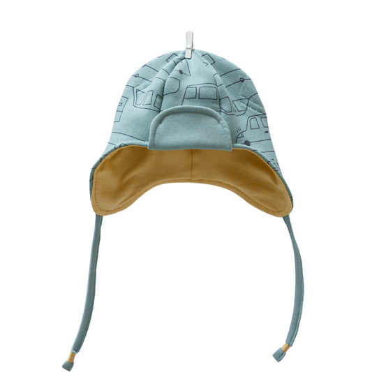 8265 Mid-Season Cotton Hat for Baby Boys by Caramell (Turkey) – Double-Layered with Thin Insulation | 100% Cotton | Sizes 3–9 Months