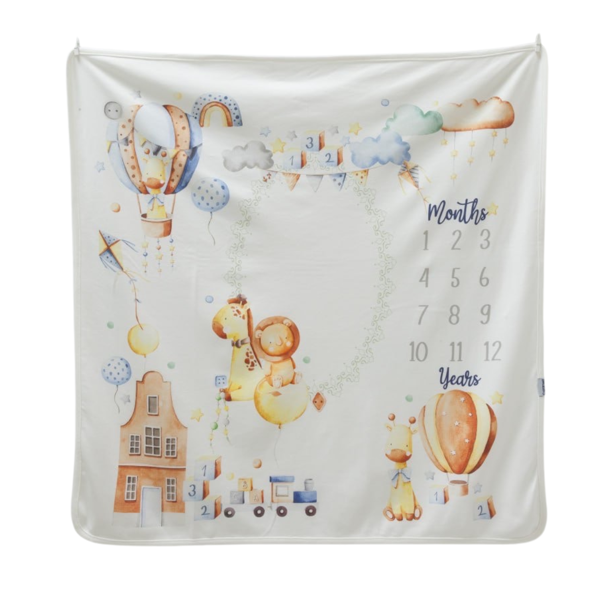 9068 Baby Boy Monthly Milestone Blanket | Cotton Photo Prop | Newborn Age Tracker | 85x90 cm | Spring/Summer | Turkey