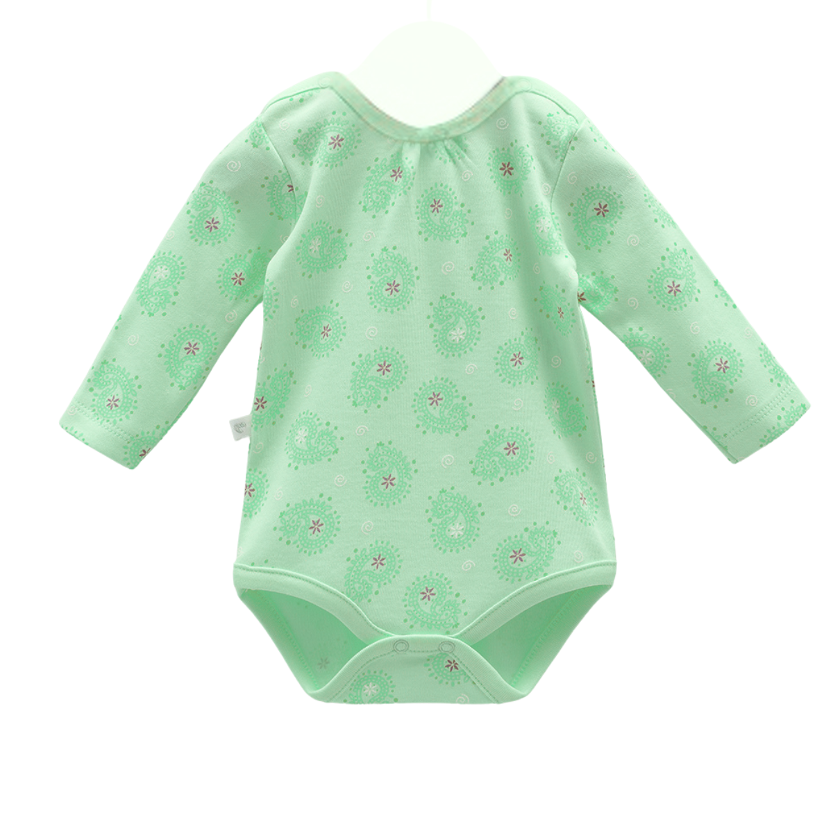 7790 Girls' 100% Cotton Bodysuit – Long-Sleeve, "Boho Bloom" Print & Gathered Chest | 0-9 Months | Turkey