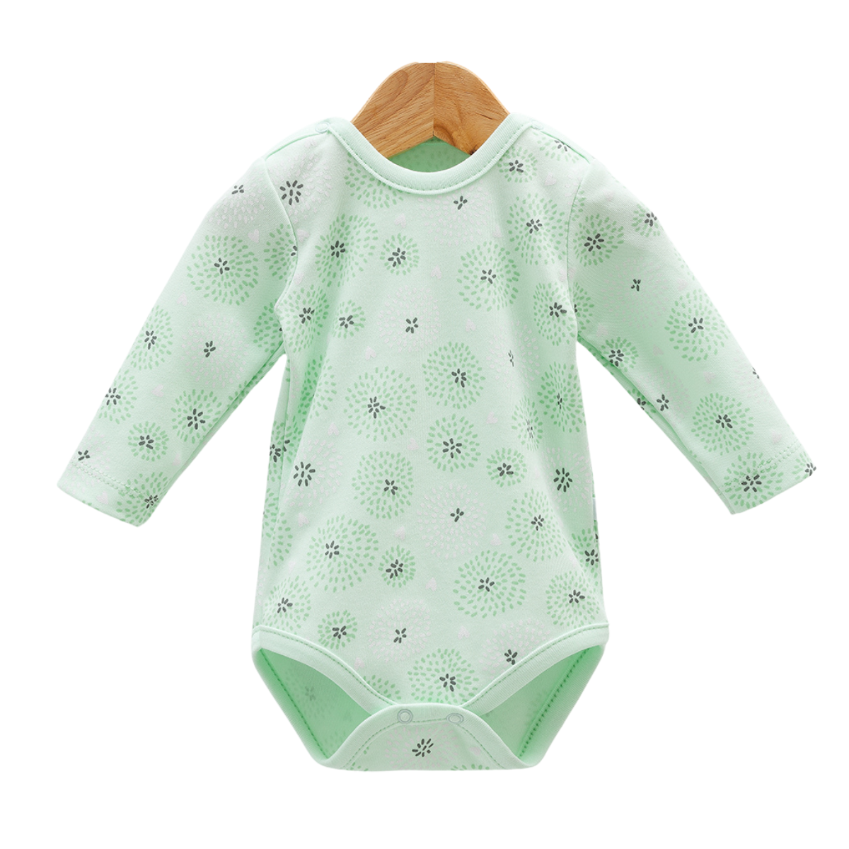 7961 Girls' 100% Cotton Long-Sleeve Bodysuit – "Dandelion Dreams" Print | 0-9 Months | Turkey