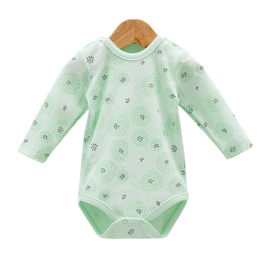7961 Girls' 100% Cotton Long-Sleeve Bodysuit – "Dandelion Dreams" Print | 0-9 Months | Turkey