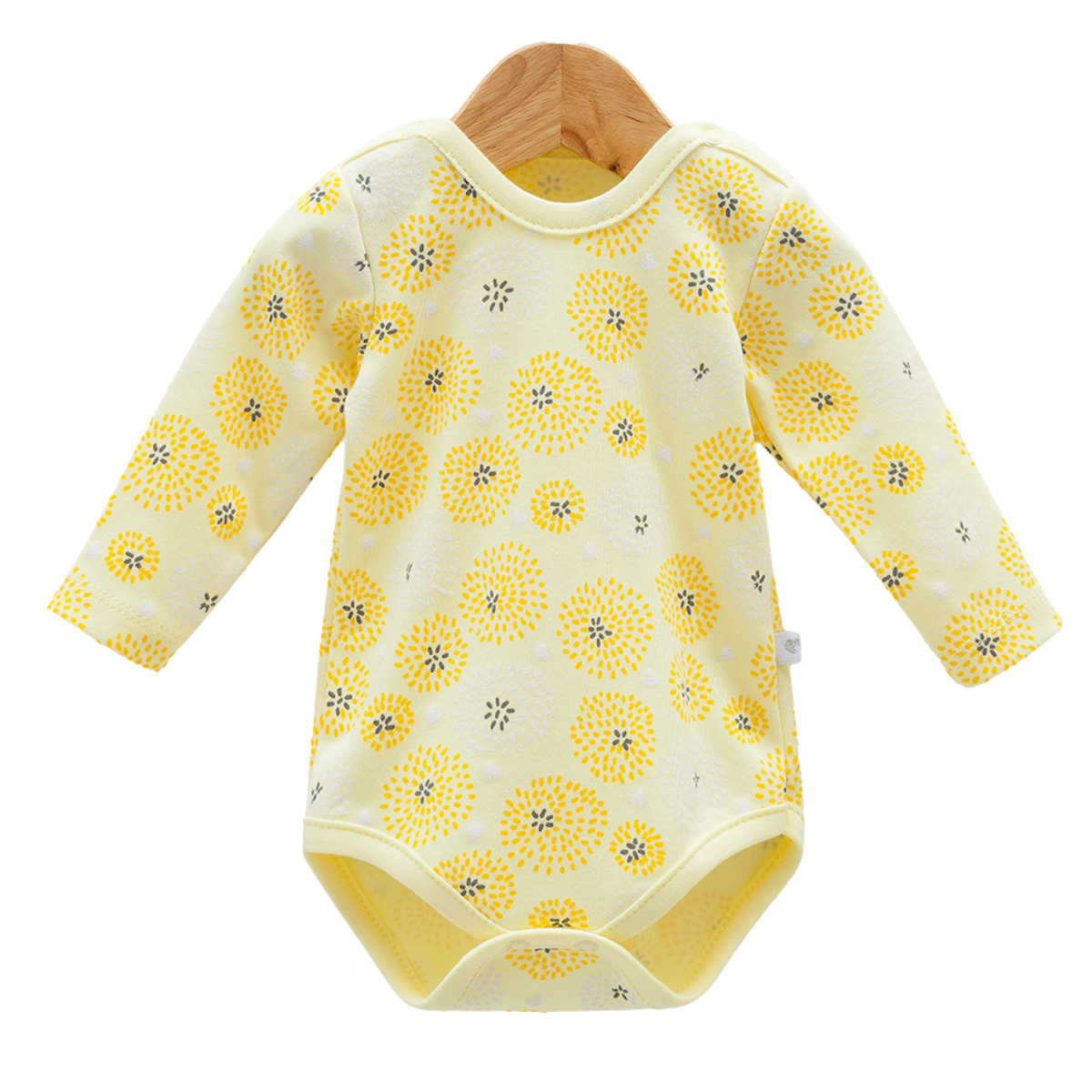 7961 Girls' 100% Cotton Long-Sleeve Bodysuit – "Dandelion Dreams" Print | 0-9 Months | Turkey