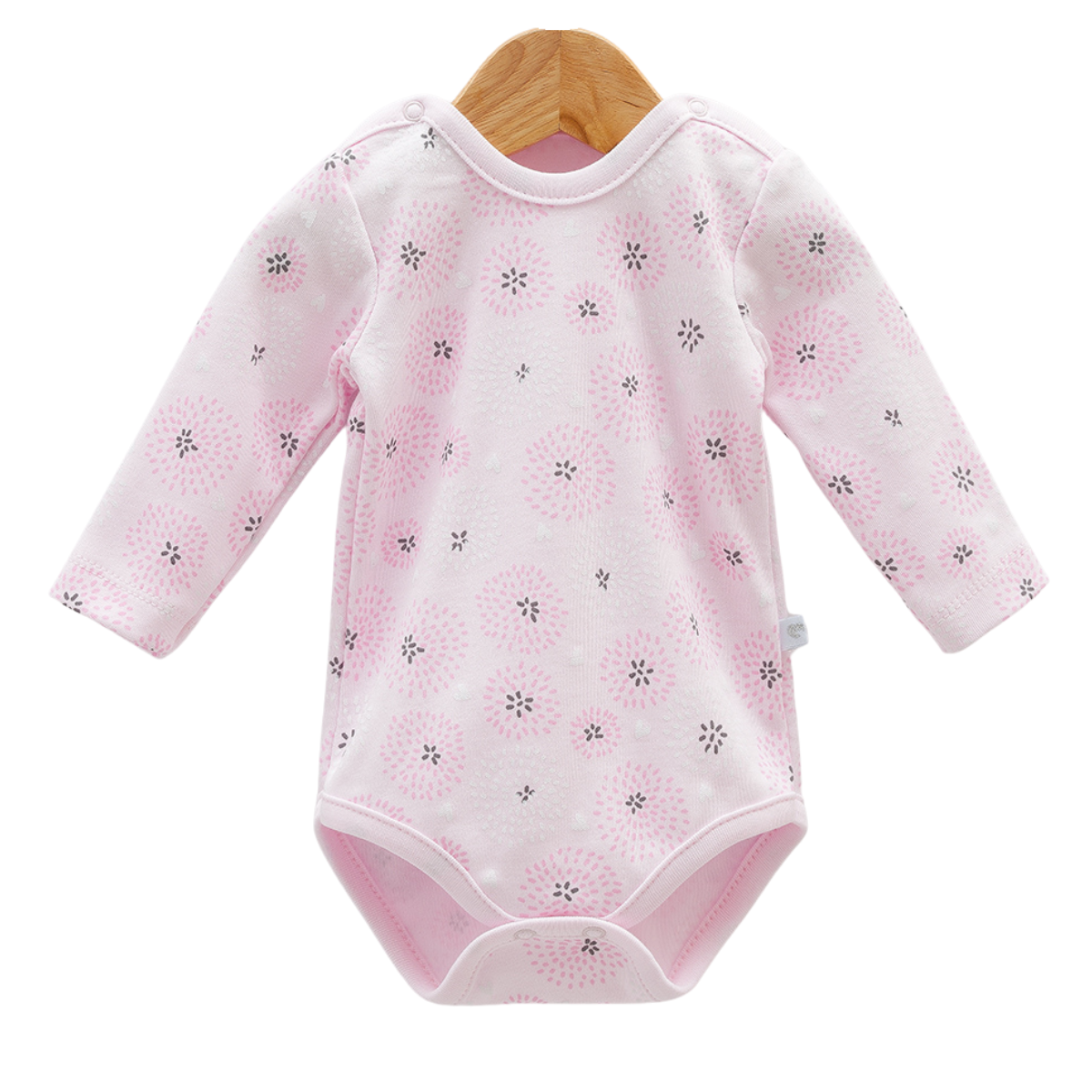 7961 Girls' 100% Cotton Long-Sleeve Bodysuit – "Dandelion Dreams" Print | 0-9 Months | Turkey