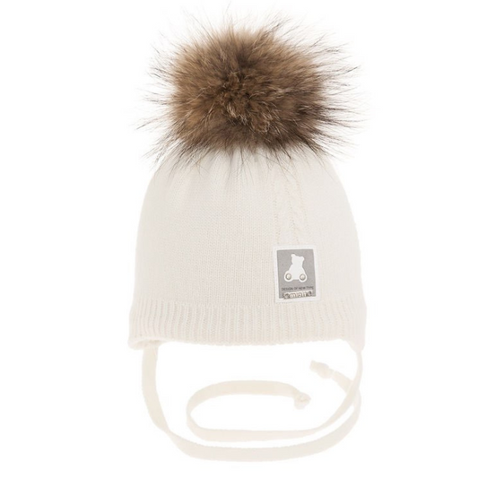 2354 Baby Boys’ Winter Knit Hat for Newborns | Pom-Pom & Ties | 0–3 Months