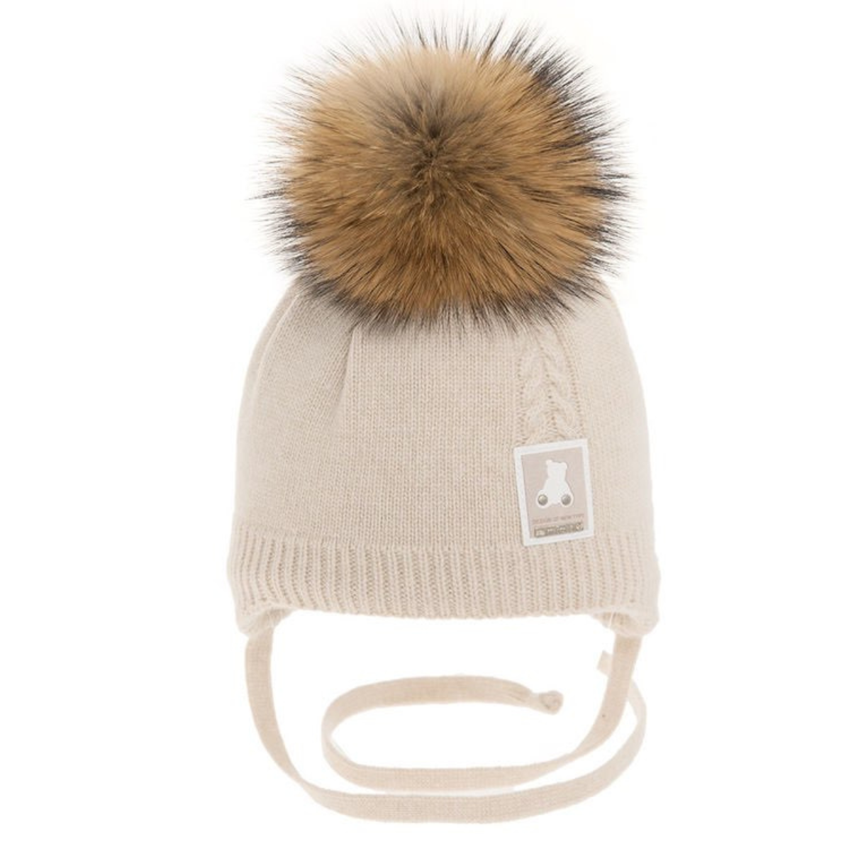 2354 Baby Boys’ Winter Knit Hat for Newborns | Pom-Pom & Ties | 0–3 Months