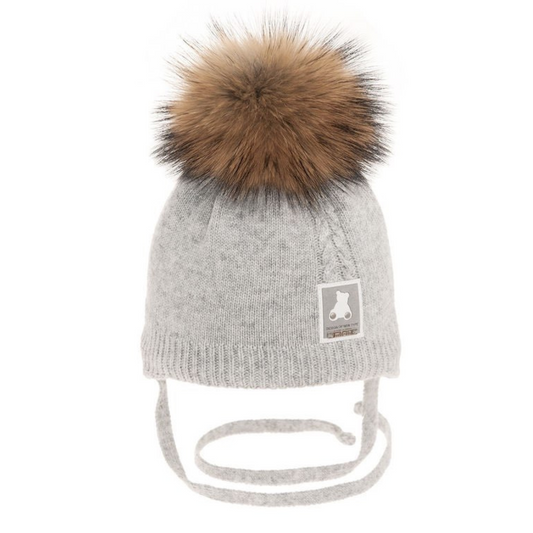 2354 Baby Boys’ Winter Knit Hat for Newborns | Pom-Pom & Ties | 0–3 Months