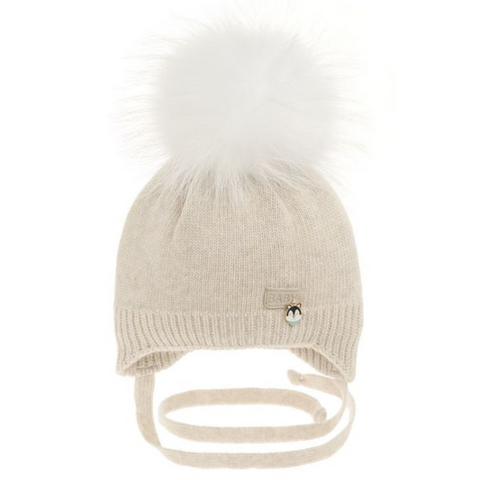 2314 Baby Unisex Winter Knit Hat for Newborns | Pom-Pom & Ties | 0–6 Months